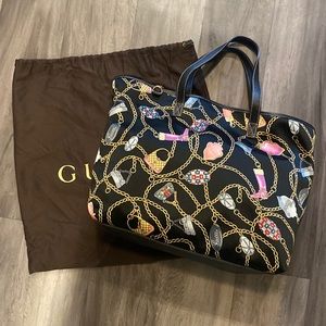 Gucci satin chain print tote